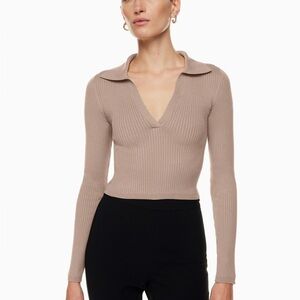 Aritzia Babaton  Sculpt Knit Polo Longsleeve